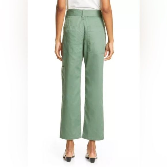 New🔥🔥🔥TIBI Preppy Tie-Waist Cargo Pants, Green, Size 2 - Picture 2 of 9